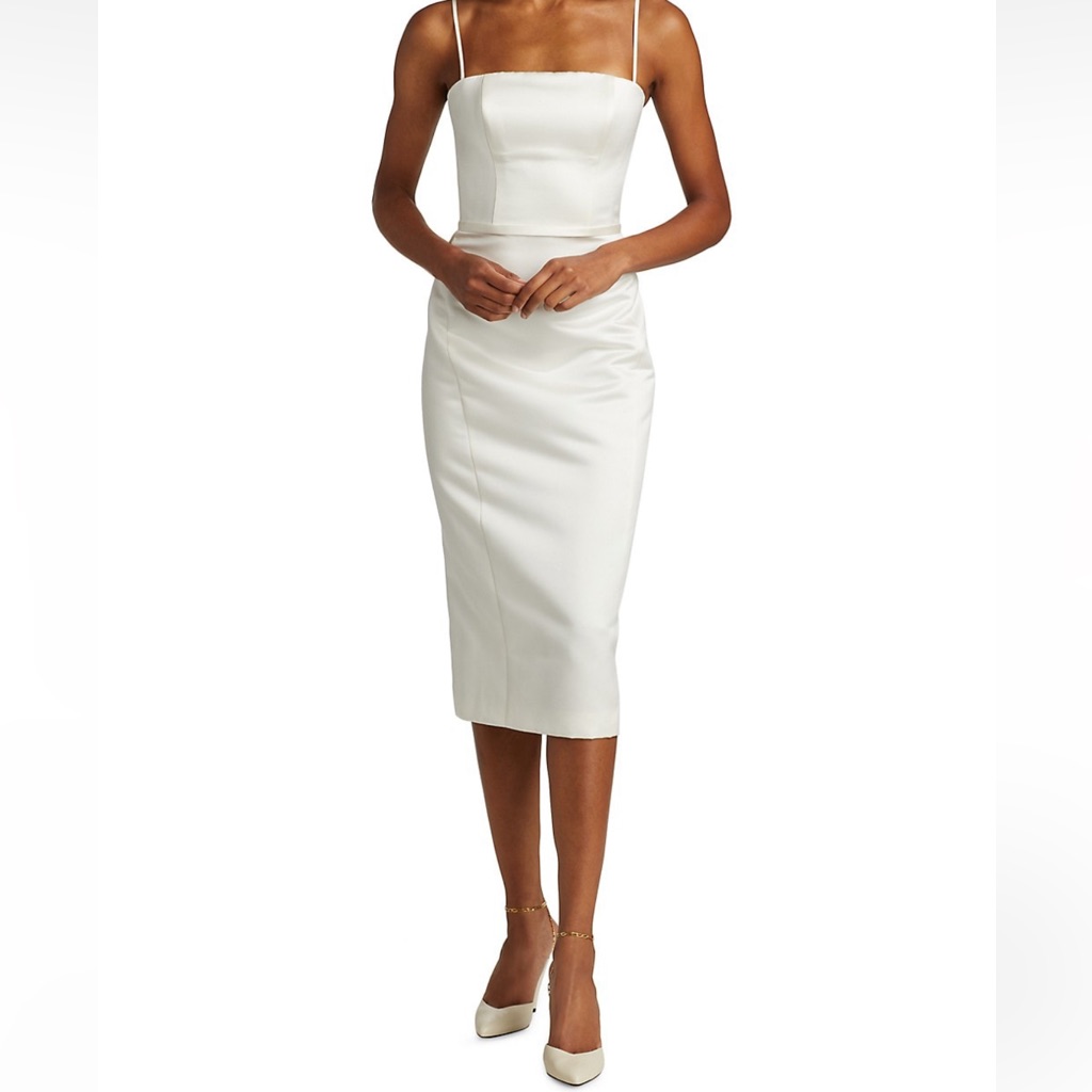 Amsale Italian Duchesse Satin Sheath Cocktail Dress Size 16